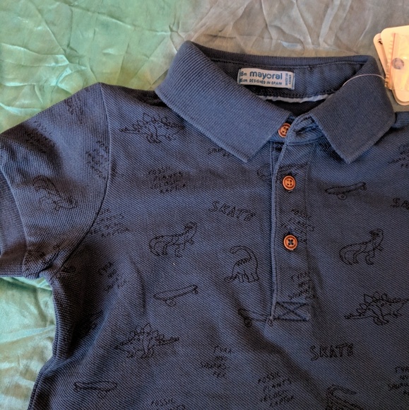 Blue dino skate polo shirt NWT toddler boys - Picture 3 of 4